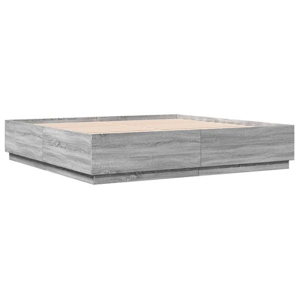 Bettgestell mit LED Grau 180x200 cm