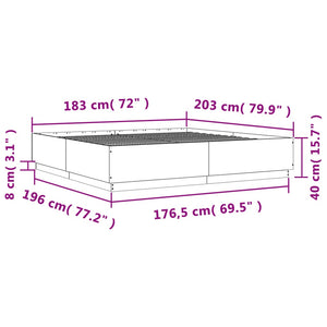 Bettgestell mit LED Grau 180x200 cm
