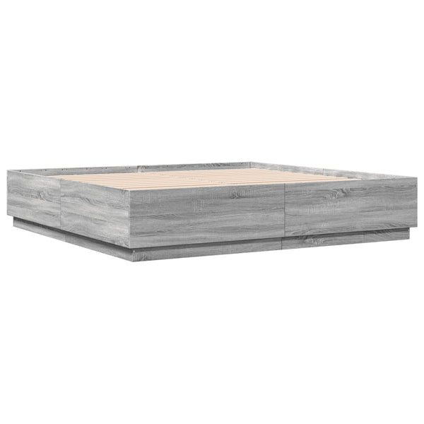 Bettgestell mit LED Grau 180x200 cm