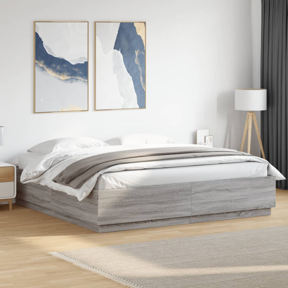 Bettgestell mit LED Grau 180x200 cm