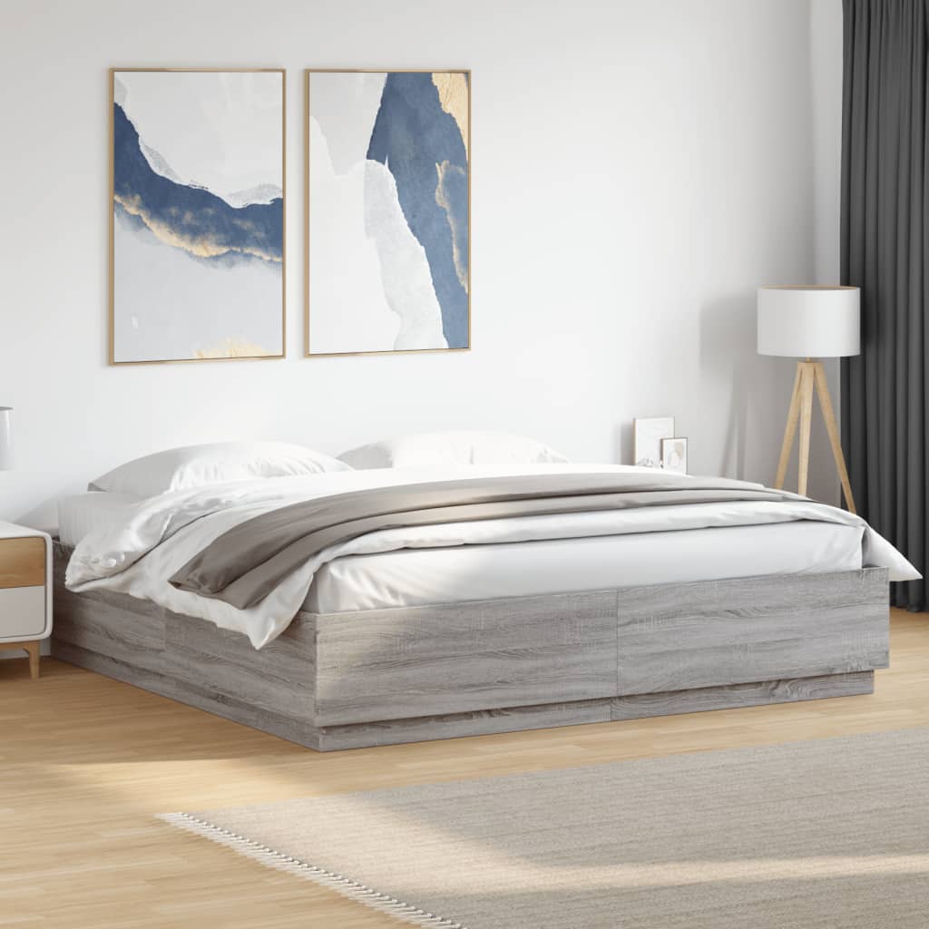Bettgestell mit LED Grau 180x200 cm