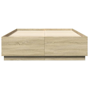 Bettgestell mit LED 160x200 cm Sonoma-Eiche