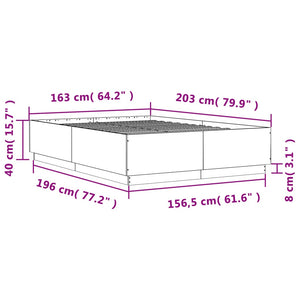 Bettgestell mit LED 160x200 cm Grau Sonoma