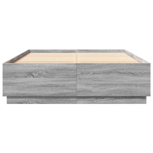 Bettgestell mit LED 160x200 cm Grau Sonoma