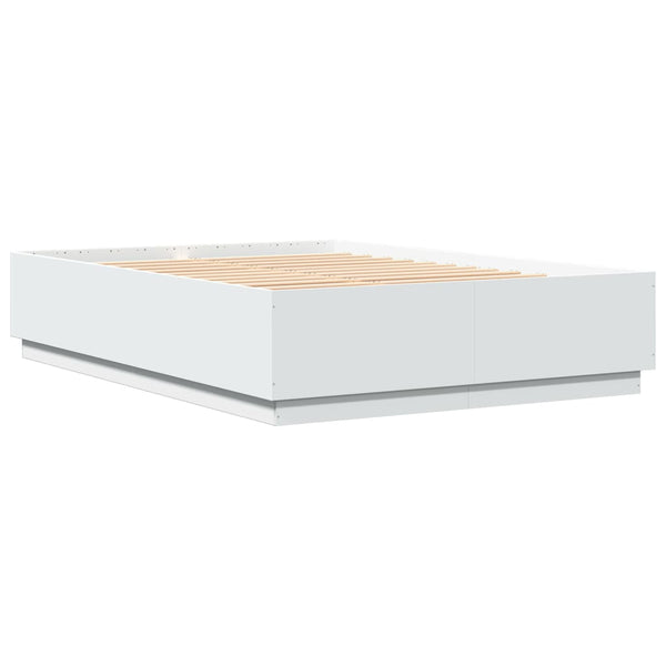 vidaXL Cadre de lit avec LED Blanc 150x200 cm Bois d'ingénierie