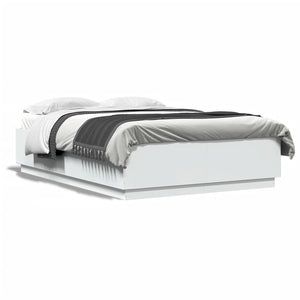 vidaXL Cadre de lit avec LED Blanc 150x200 cm Bois d'ingénierie