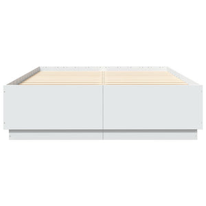 vidaXL Cadre de lit avec LED Blanc 150x200 cm Bois d'ingénierie