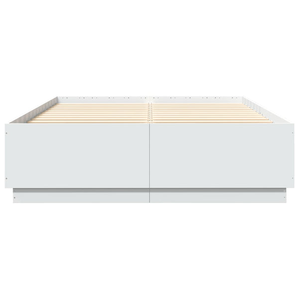 vidaXL Cadre de lit avec LED Blanc 150x200 cm Bois d'ingénierie