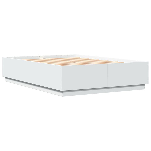 vidaXL Cadre de lit avec LED Blanc 150x200 cm Bois d'ingénierie