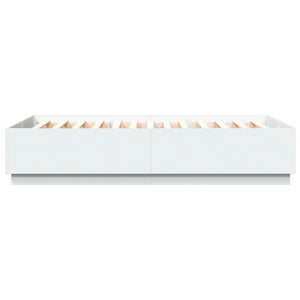 vidaXL Cadre de lit avec LED Blanc 150x200 cm Bois d'ingénierie