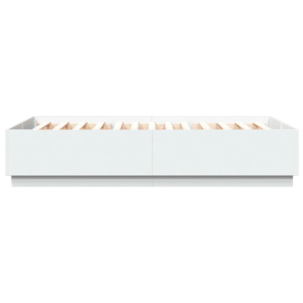 vidaXL Cadre de lit avec LED Blanc 150x200 cm Bois d'ingénierie