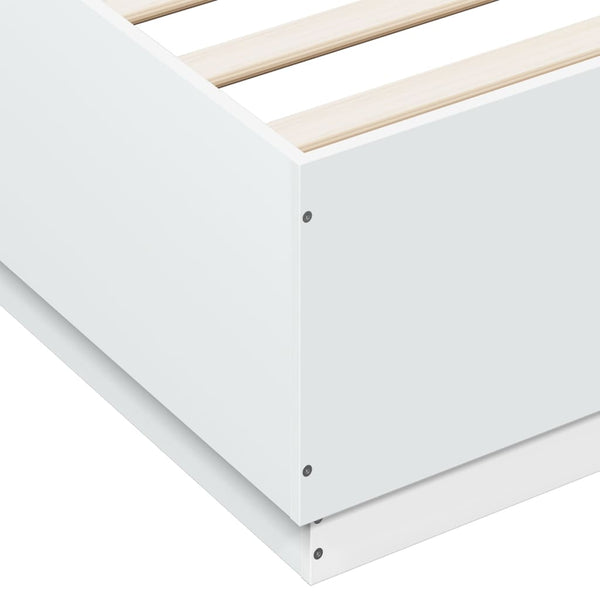 vidaXL Cadre de lit avec LED Blanc 150x200 cm Bois d'ingénierie