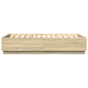 Bettgestell mit LED Sonoma-Eiche 150x200 cm