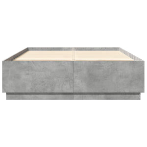 Bettgestell mit LED Betongrau 150x200 cm