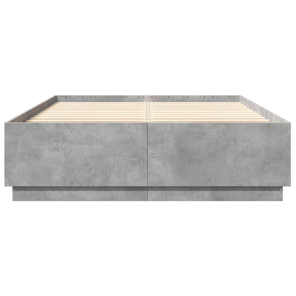 Bettgestell mit LED Betongrau 150x200 cm