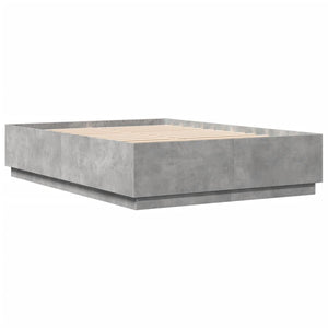 Bettgestell mit LED Betongrau 150x200 cm