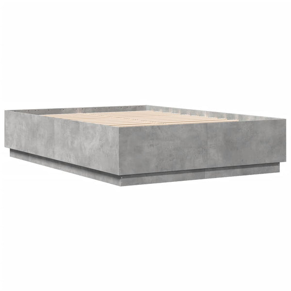 Bettgestell mit LED Betongrau 150x200 cm