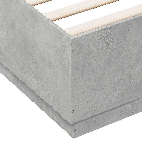 Bettgestell mit LED Betongrau 150x200 cm