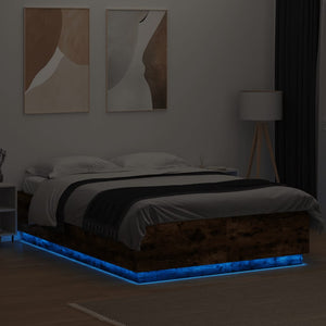 Bettgestell Räuchereiche mit LED 150x200 cm