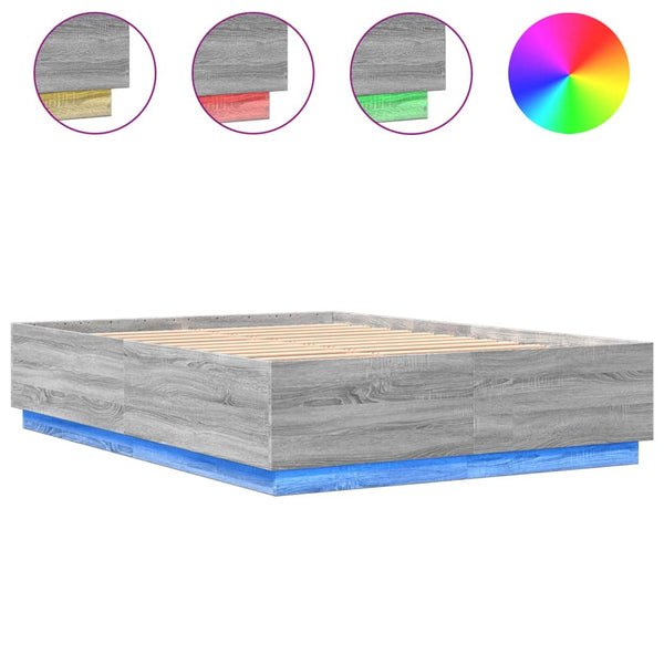 Bettgestell mit LED Grau 150x200 cm