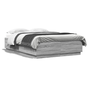 Bettgestell mit LED Grau 150x200 cm