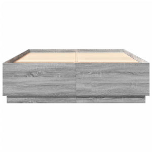 Bettgestell mit LED Grau 150x200 cm