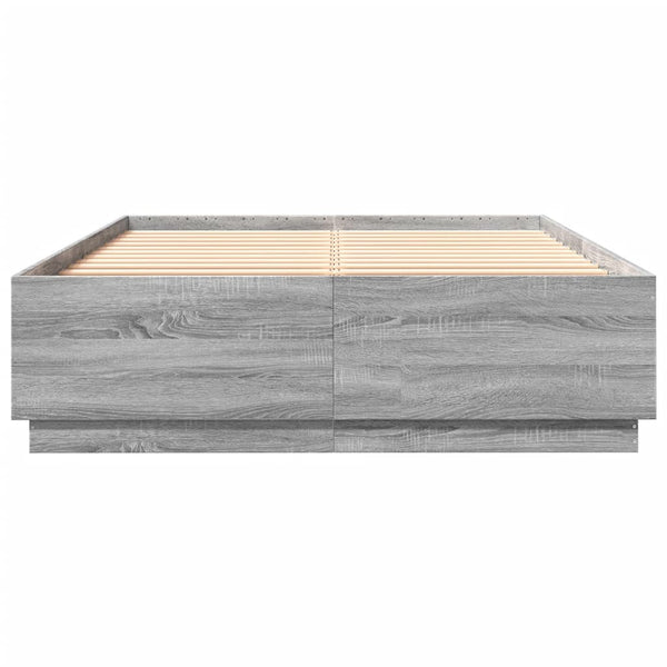 Bettgestell mit LED Grau 150x200 cm