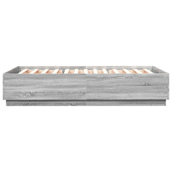 Bettgestell mit LED Grau 150x200 cm