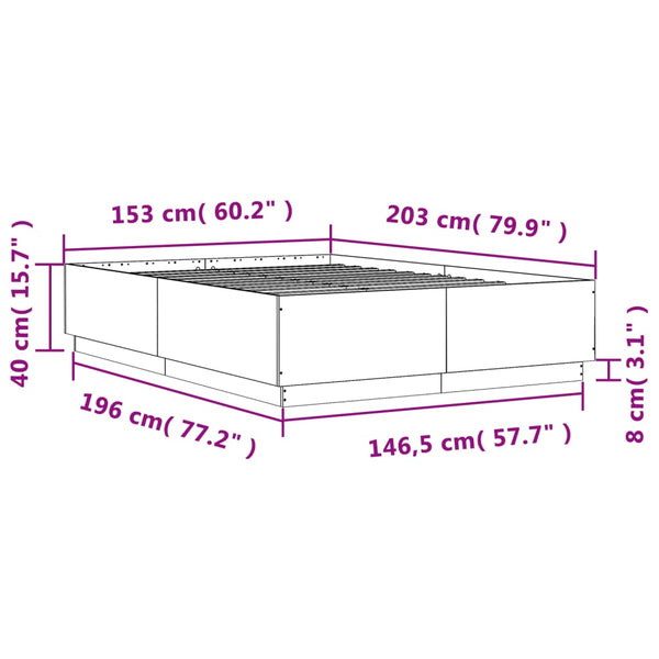 Bettgestell mit LED Braun 150x200 cm