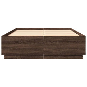 Bettgestell mit LED Braun 150x200 cm