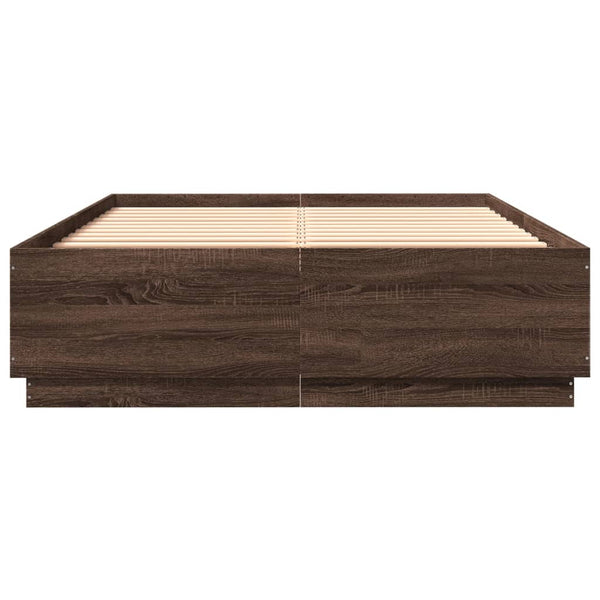 Bettgestell mit LED Braun 150x200 cm