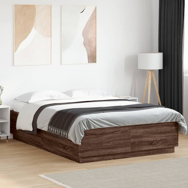 Bettgestell mit LED Braun 150x200 cm