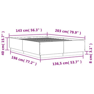 Bettgestell mit LED 140x200 cm Sonoma-Eiche