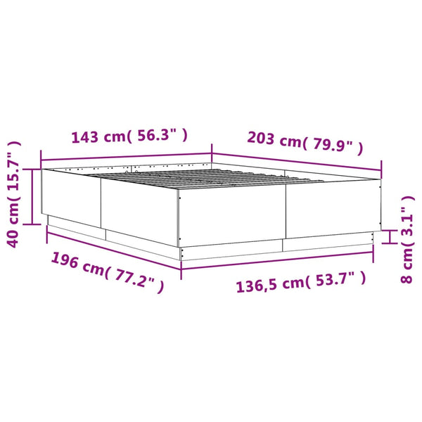 Bettgestell mit LED 140x200 cm Sonoma-Eiche