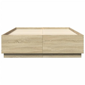 Bettgestell mit LED 140x200 cm Sonoma-Eiche