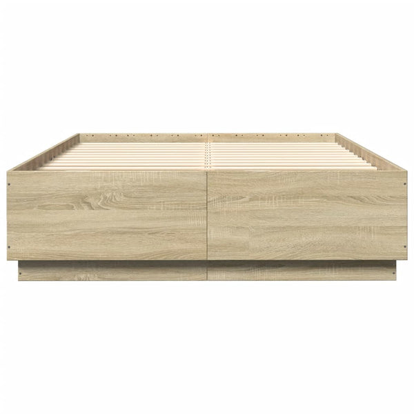 Bettgestell mit LED 140x200 cm Sonoma-Eiche