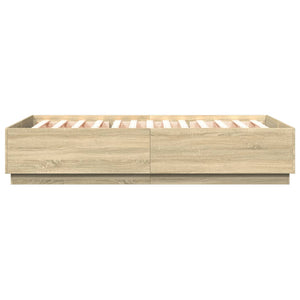 Bettgestell mit LED 140x200 cm Sonoma-Eiche