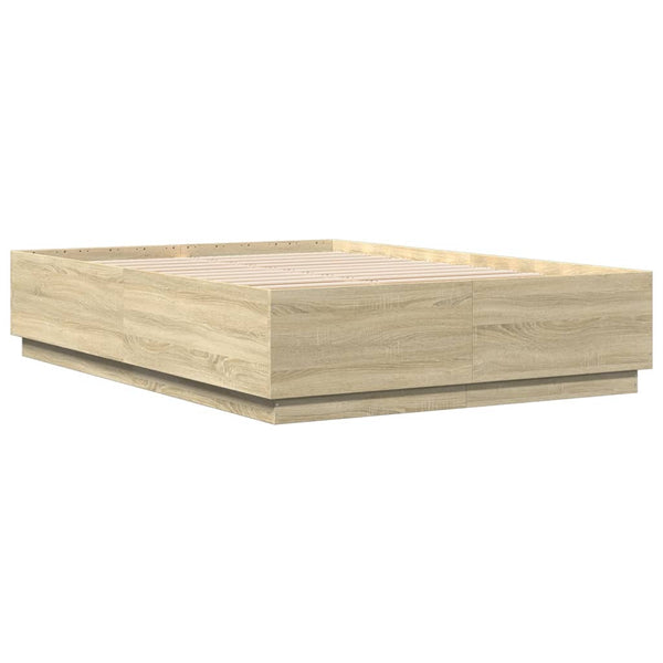 Bettgestell mit LED 140x200 cm Sonoma-Eiche