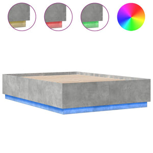 Bettgestell mit LED Betongrau 140x200 cm