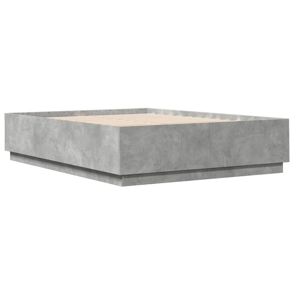 Bettgestell mit LED Betongrau 140x200 cm