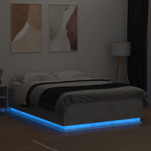 Bettgestell mit LED Betongrau 140x200 cm