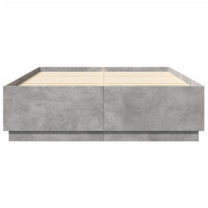 Bettgestell mit LED Betongrau 140x200 cm