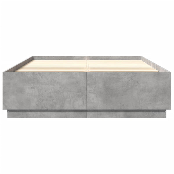 Bettgestell mit LED Betongrau 140x200 cm
