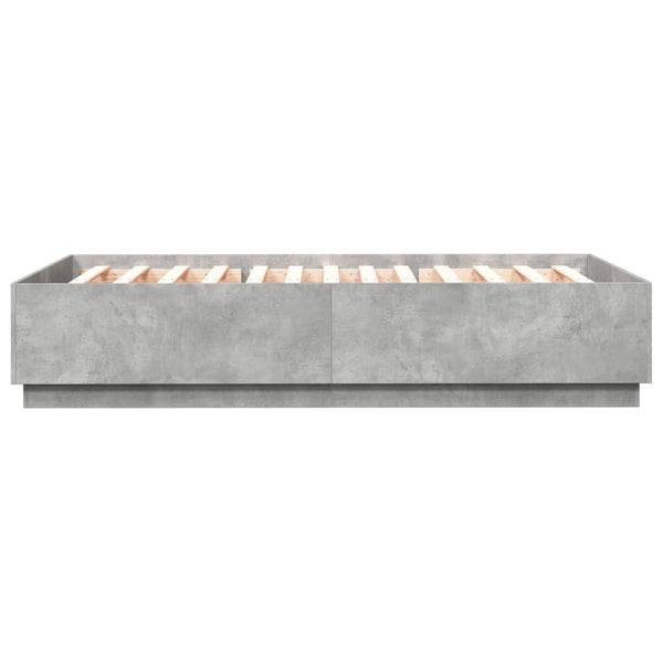 Bettgestell mit LED Betongrau 140x200 cm