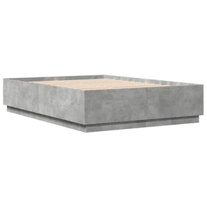 Bettgestell mit LED Betongrau 140x200 cm