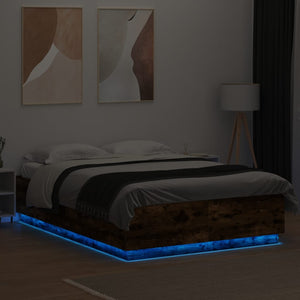Bettgestell Räuchereiche mit LED 140x200 cm