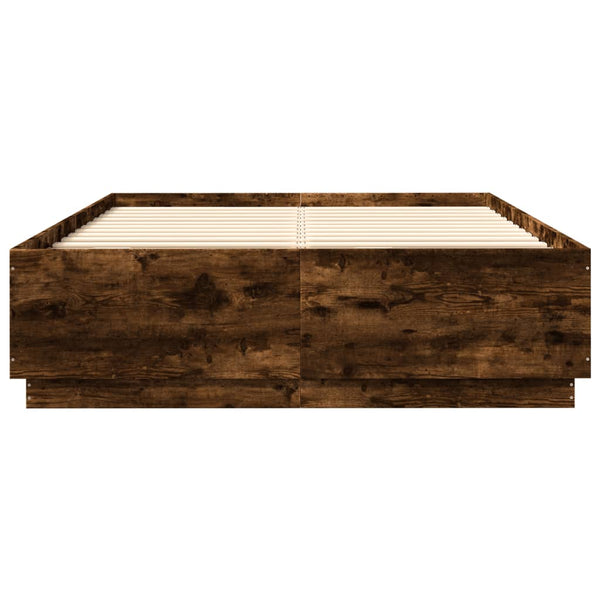Bettgestell Räuchereiche mit LED 140x200 cm
