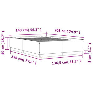 vidaXL Cadre de lit avec LED Gris Sonoma 140x200 cm Bois d'ingénierie