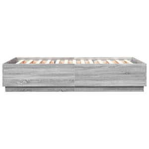 vidaXL Cadre de lit avec LED Gris Sonoma 140x200 cm Bois d'ingénierie