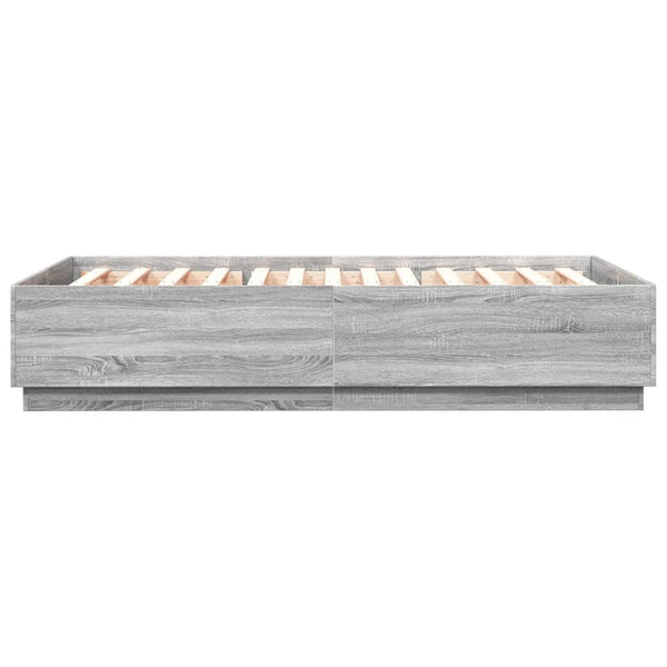 vidaXL Cadre de lit avec LED Gris Sonoma 140x200 cm Bois d'ingénierie